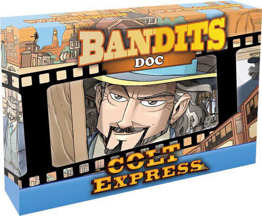 Colt Express Bandit Pack: Doc Expansion box with illustrated outlaw wearing a mustache and hat.