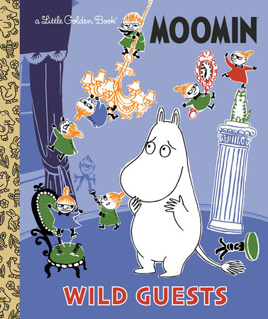 Wild Guests (Moomin) product featuring Moomin watching Little My swinging in a purple room.