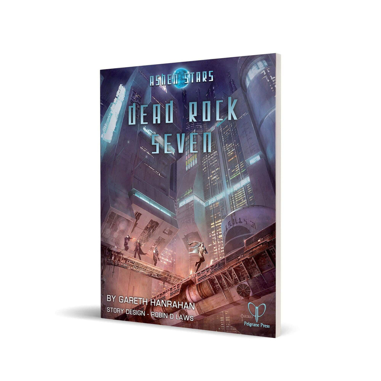 Dead Rock Seven sci-fi RPG adventure game, cover shows futuristic buildings and figures.
