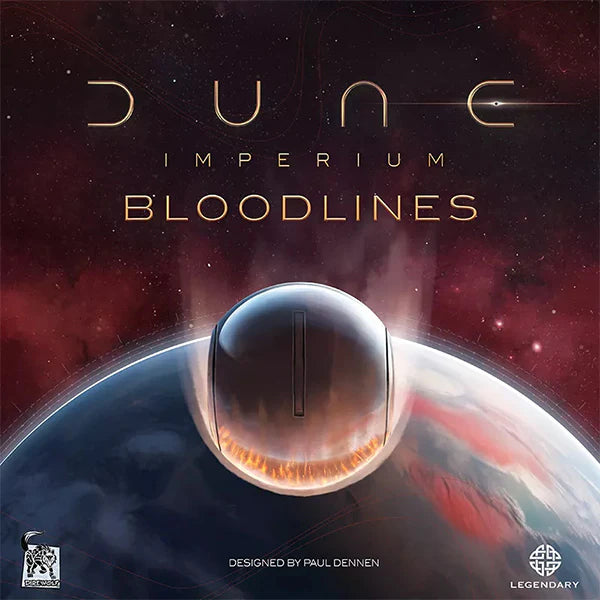 Dune Imperium Bloodlines product with futuristic sphere and planet in the background.