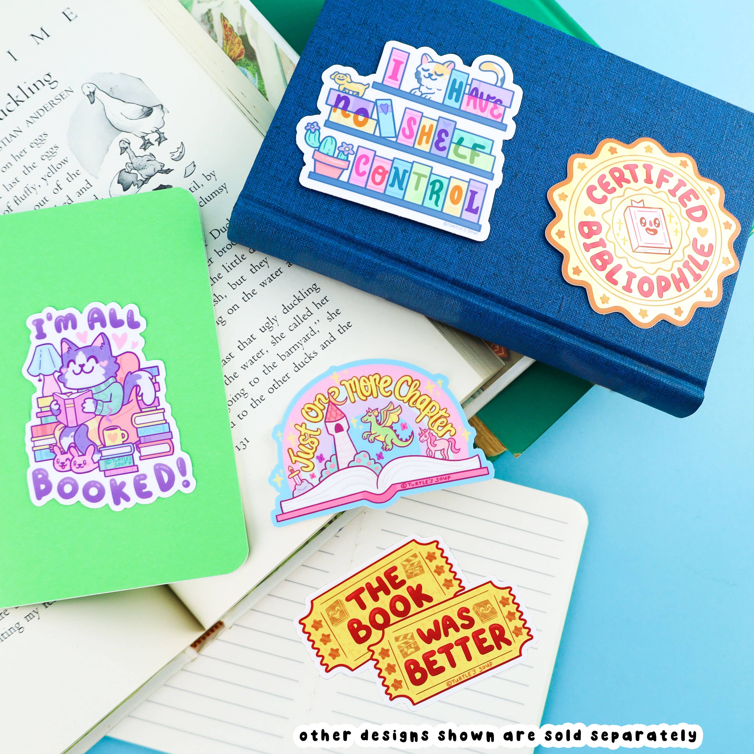 Im All Booked Up Cat Reading Books Literary Vinyl Sticker for book lovers and readers.