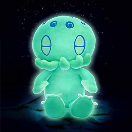 C is for Cthulhu GLOW-IN-THE-DARK Baby Plush with round eyes, tentacle mouth, and swirly head patterns.
