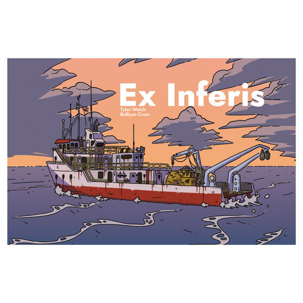 Ex Inferis fishing boat illustration at sunset.