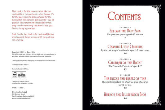Goth Parenting table of contents with chapter titles, dedication, and copyright details.