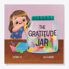 The Gratitude Jar book with illustrated cover featuring a girl and a jar filled with colorful notes.