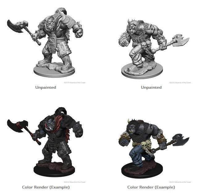 Set of four D&D: NMU Gargoyles W1 miniatures—two painted, two unpainted fantasy figures for tabletop games.