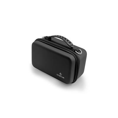 Game Shell 250+ black hard-shell case with handle, zipper, Gamecore logo; holds double-sleeved card holder.