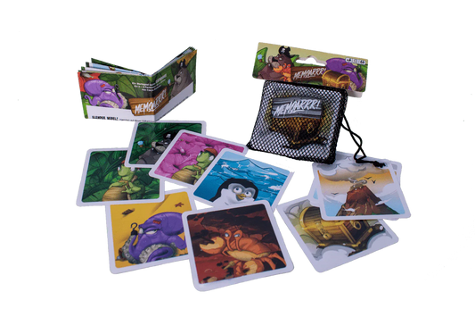 Memoarr Beach Edition with animal cards, rule booklet, and waterproof game materials.