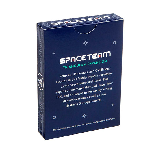 Spaceteam Triangulum Expansion in blue box; requires Spaceteam base game.