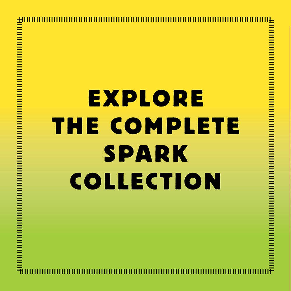 Discover Spark Family Creativity for screen-free fun on a yellow-green background in bold black letters.
