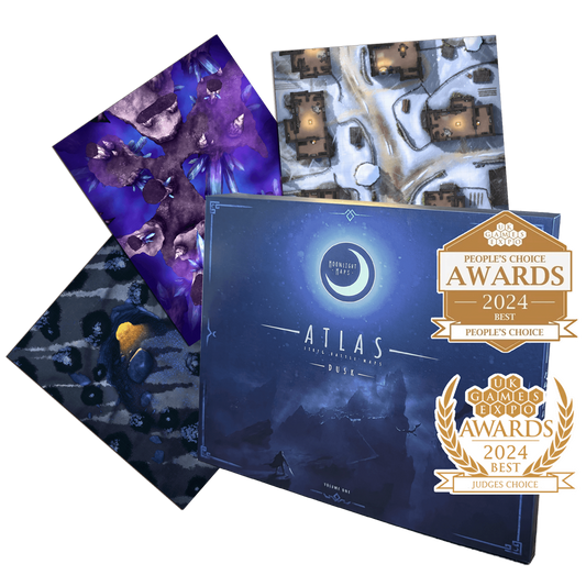 ATLAS Physical Map Packs box with three dry-wipe grid maps and two visible 2024 award badges.