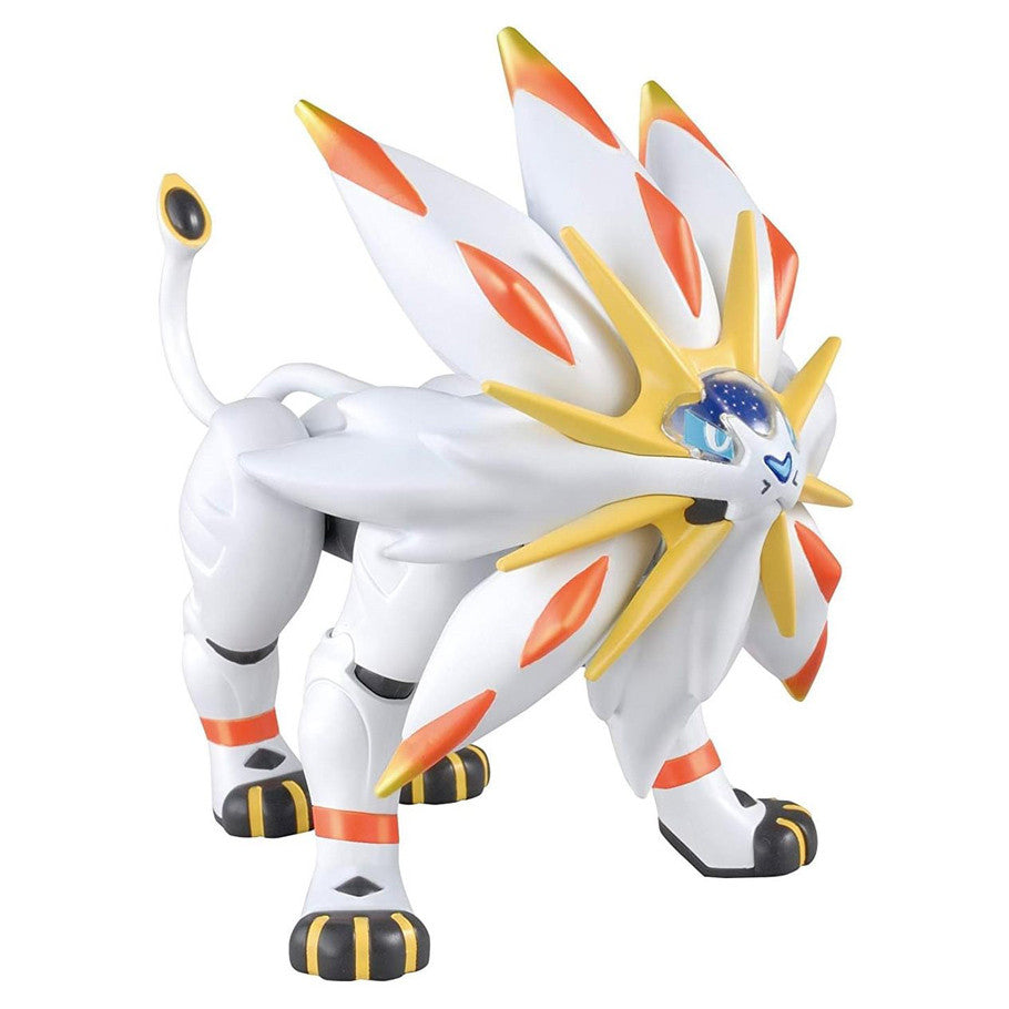 Pokémon Model Kit: Solgaleo, white lion-like figure with orange spikes, yellow accents, and blue face.