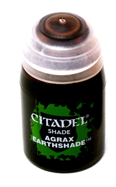 18ml bottle of Shade: Agrax Earthshade, water-based formula.