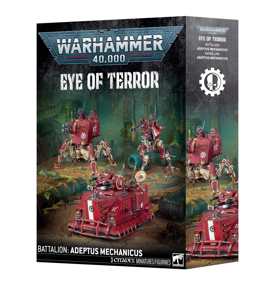 Warhammer 40,000 Adeptus Mechanicus: Eye of Terror Battalion box with red robot figures on front.