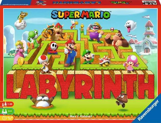 Super Mario Labyrinth board game box by Ravensburger featuring Mario characters and red LABYRINTH title.