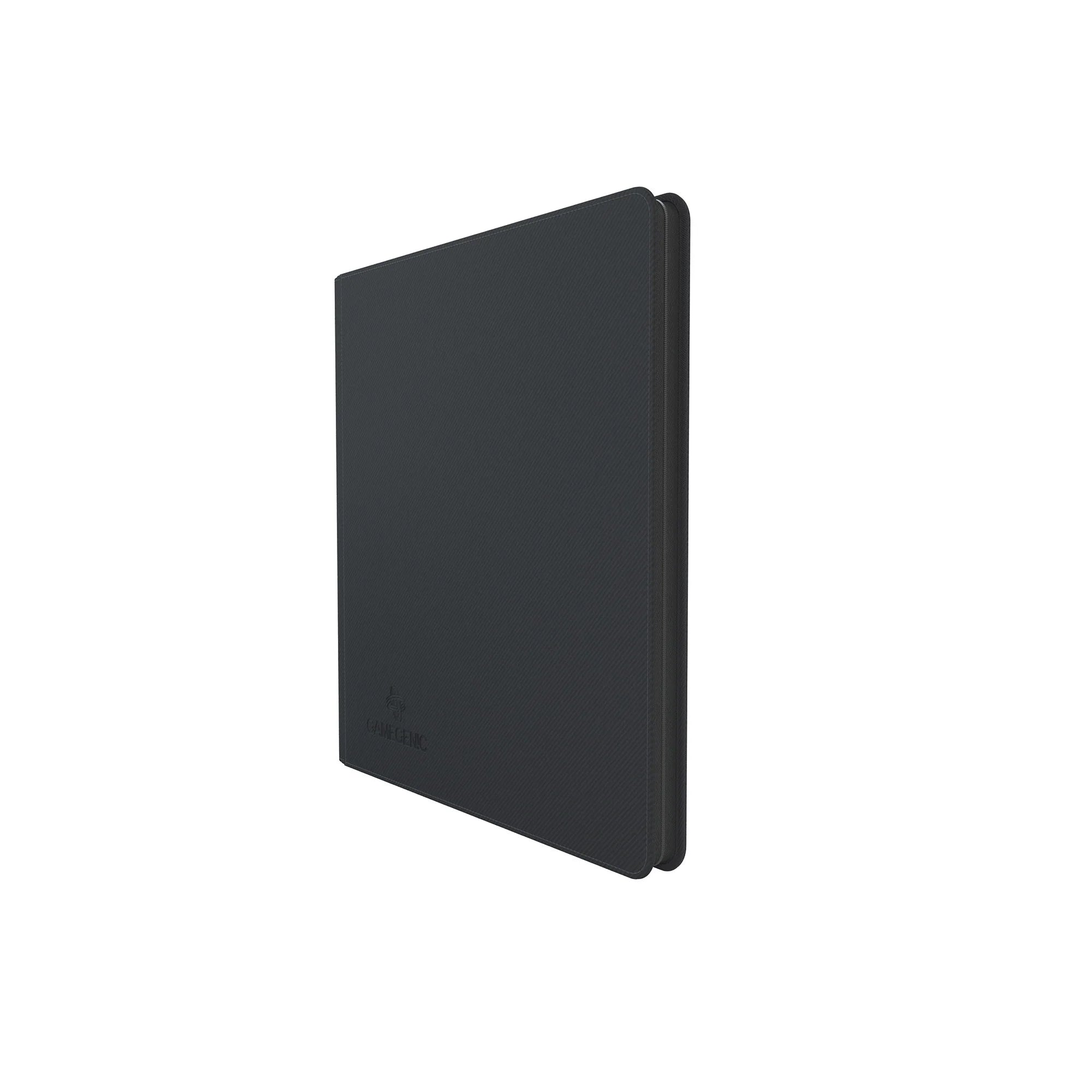 Black Zip-Up Album 24-Pocket with subtle texture, shown closed on a white background.