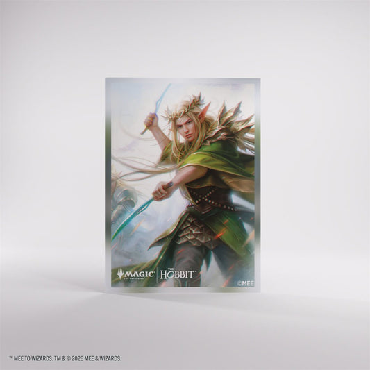 Magic: The Gathering | The Hobbit Art Sleeves - Elf 1 featuring an elf warrior in green armor with dual swords.
