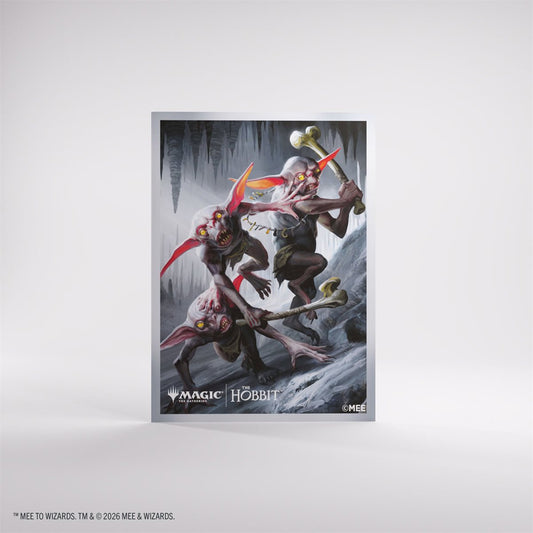 The Hobbit Art Sleeves - Villain 3 featuring three goblins with red headbands climbing icy rocks.