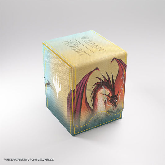 Magic: The Gathering The Hobbit Squire 80+ XL deck box, Villain 1 variant with dragon art on light background.