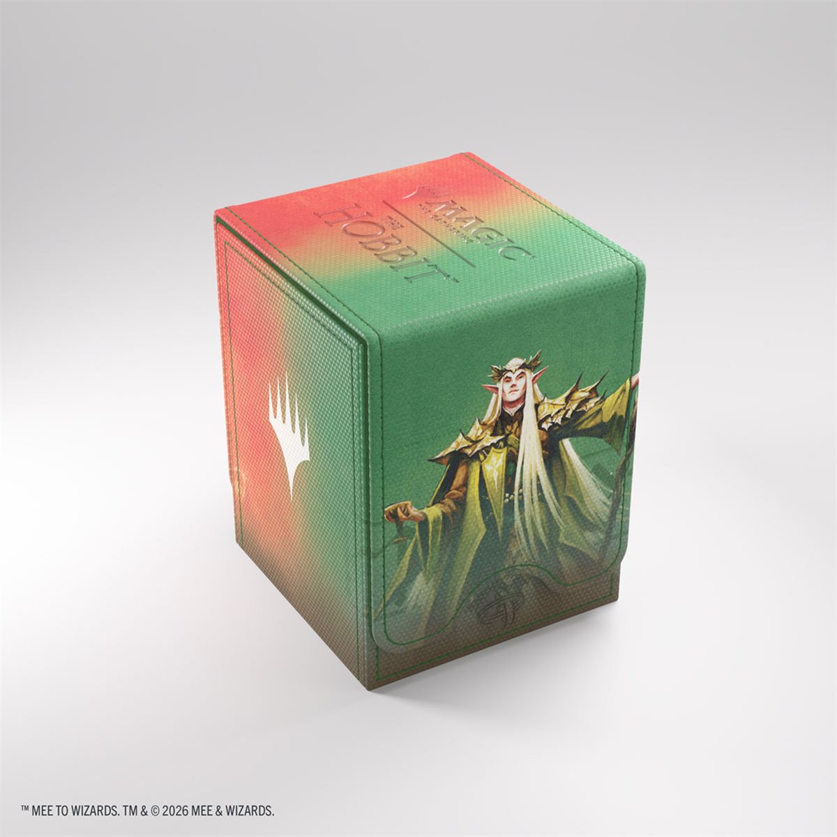 The Hobbit Squire 80+ XL deck box, Magic: The Gathering alt design with elf in gold armor and crown.