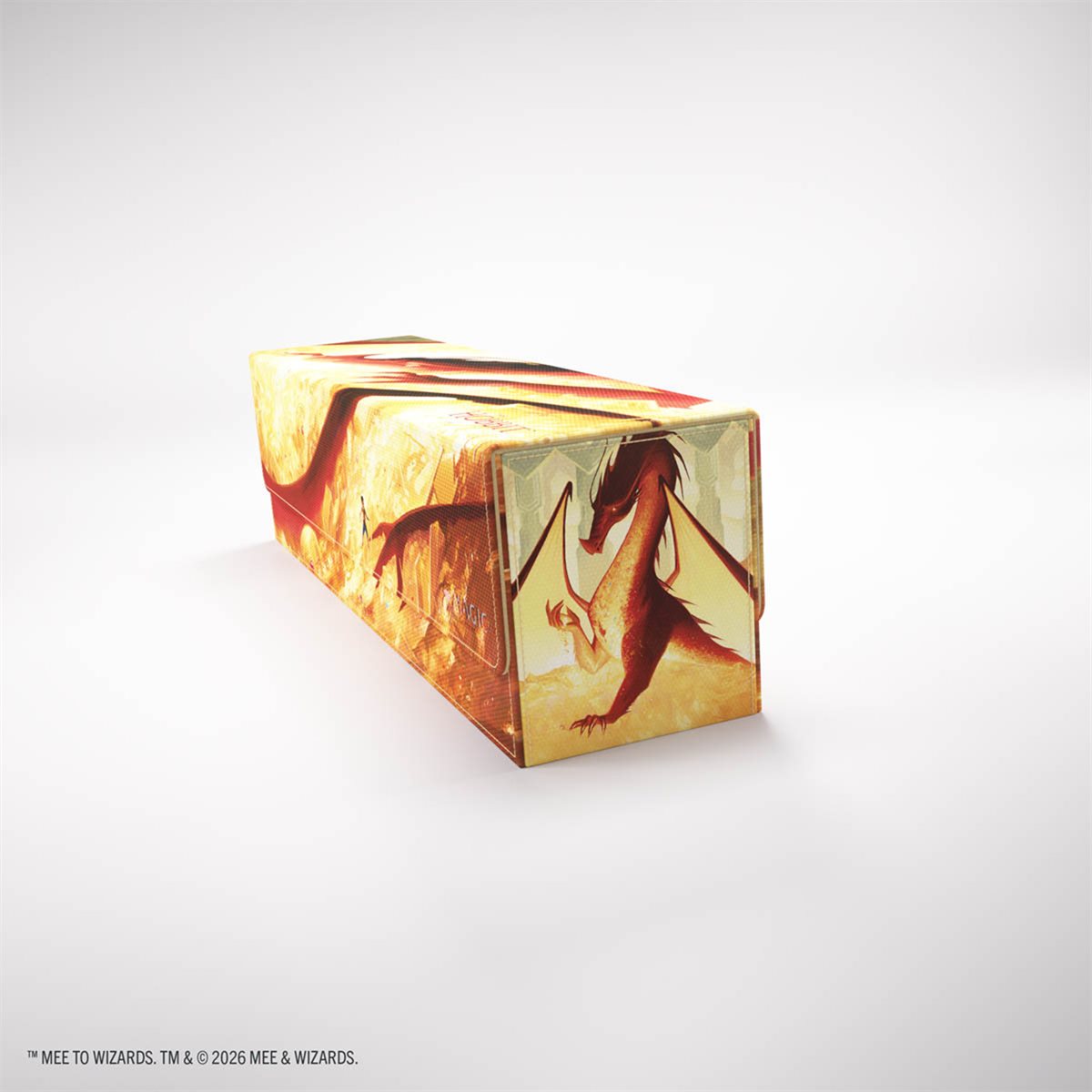 MTG deckbox: The Hobbit Treasure Trove - Villain’s Treasure 2, featuring red dragons on a fiery background.