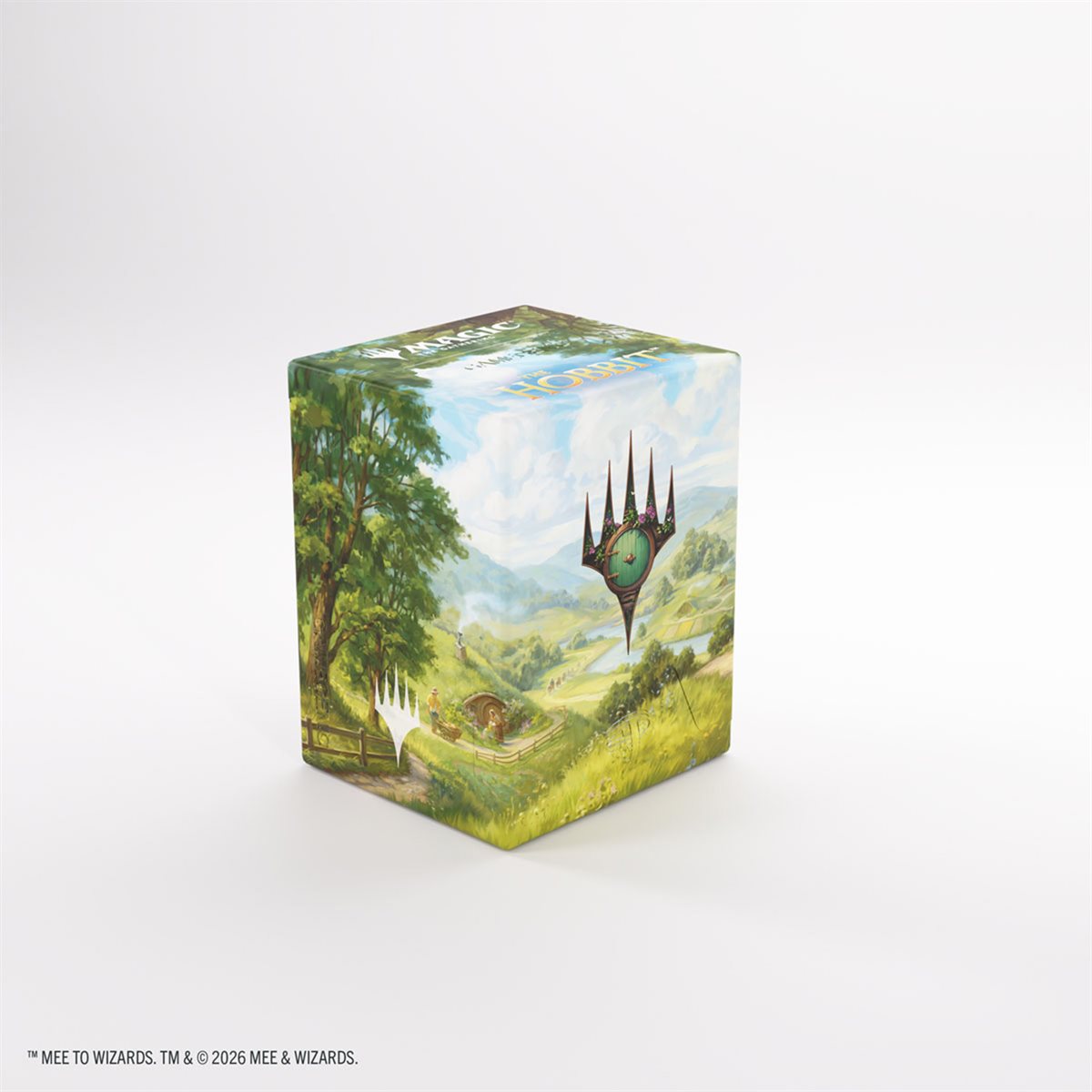 Magic: The Gathering The Hobbit Bastion 80+ XL Landscape 1 deck box with fantasy landscape and spiked emblem.
