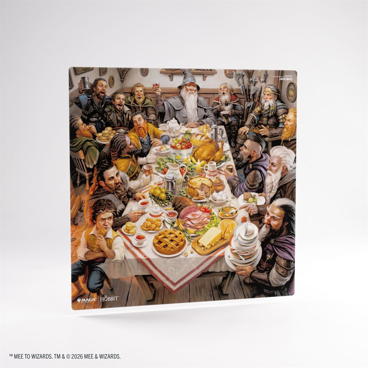 The Hobbit Prime 2-Player Playmat – Villain 1, alt design 1, featuring thirteen dwarves and Gandalf feasting.