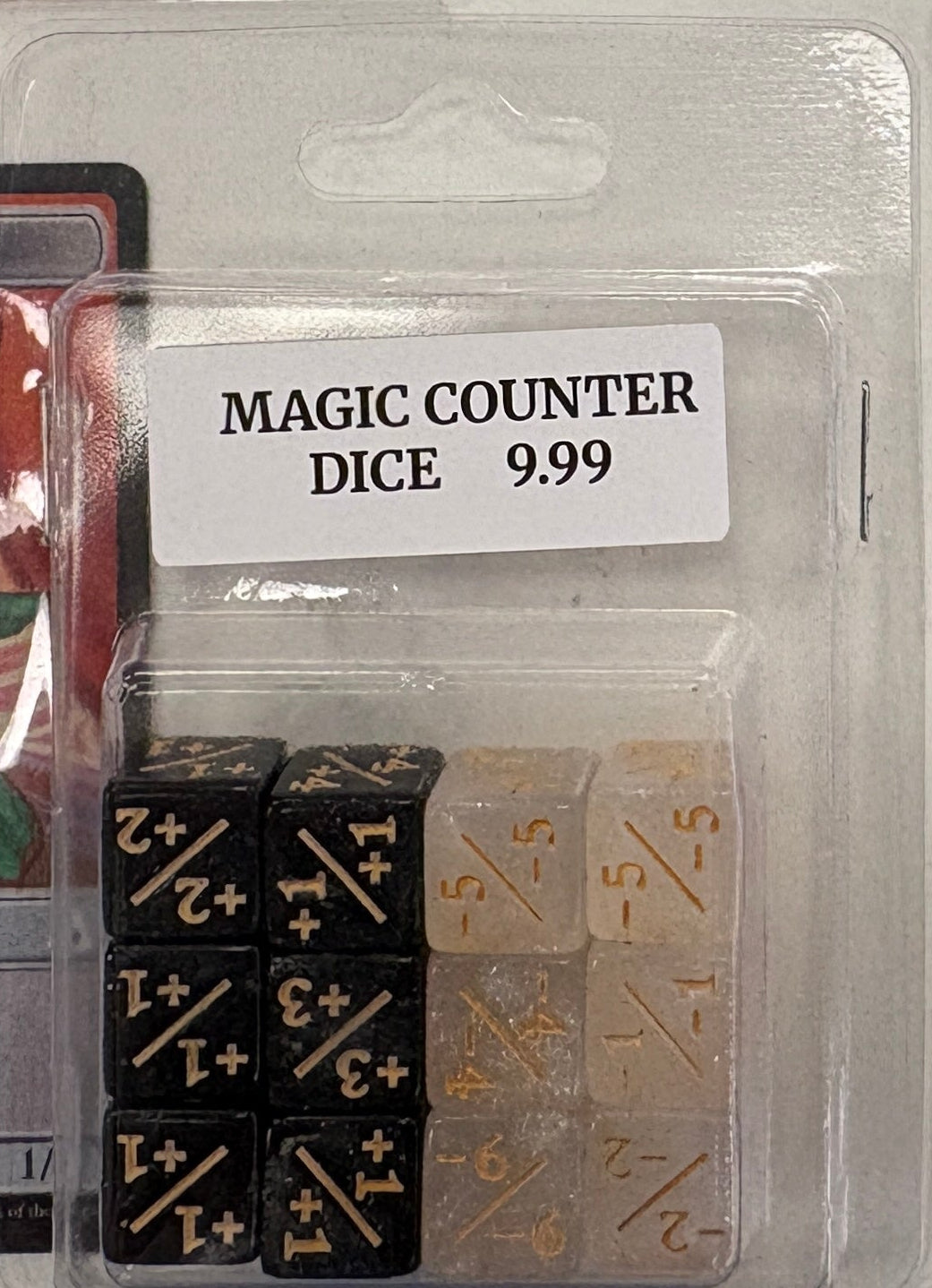 12-pack of 12mm MTG counter dice (+1/+1 and -1/-1) in black and white.
