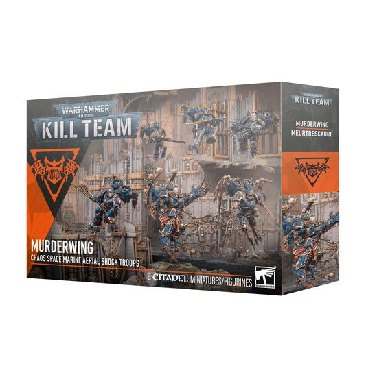 Kill Team - Chaos Space Marines: Murderwing miniatures posed as aerial shock troops.