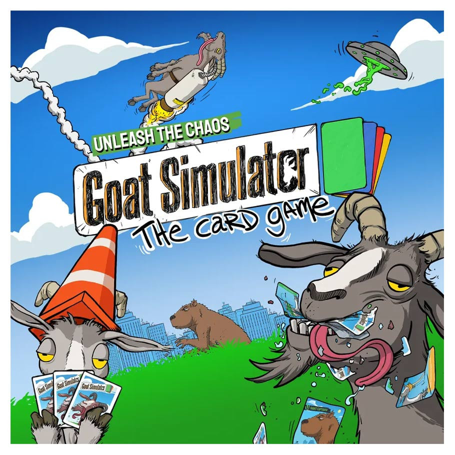 Goat Simulator: The Card Game with cartoon goats featured on the packaging.