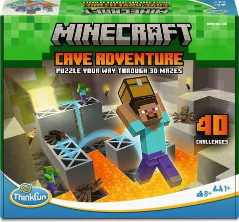 Minecraft Cave Adventure game featuring 40 unique 3D mazes for strategy and puzzle-solving.