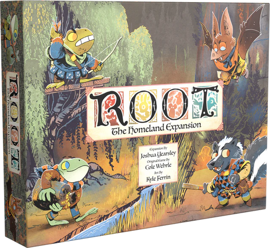 Root: The Homeland Expansion box showing new factions and Lilypad Diaspora.