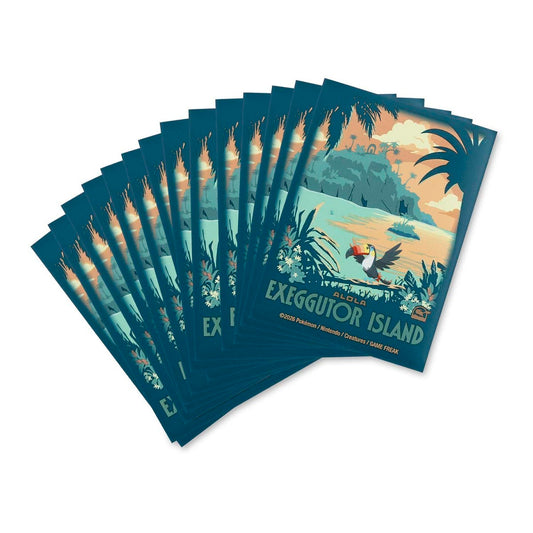 Pokémon TCG Alola Explore 65 card sleeves featuring Exeggutor Island from the Alola region.
