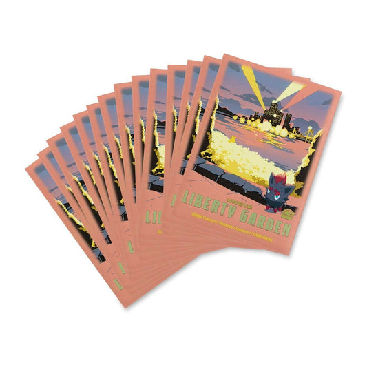 65 Pokémon TCG: Unova Explore Premium Card Sleeves with stylized cityscape and Pokémon designs.