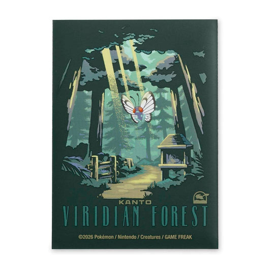 Pokémon TCG: Kanto Explore Premium Sleeves pack of 65, Butterfree design, Viridian Forest variant.