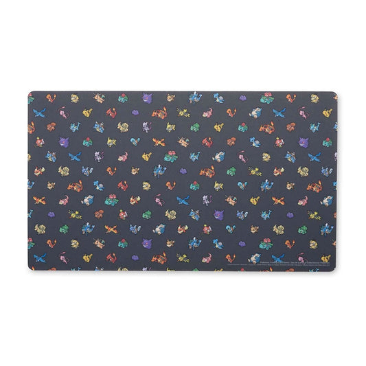Pokémon TCG: Pokémon Pixels Playmat, black with a colorful repeating pattern of small Kanto Pokémon.