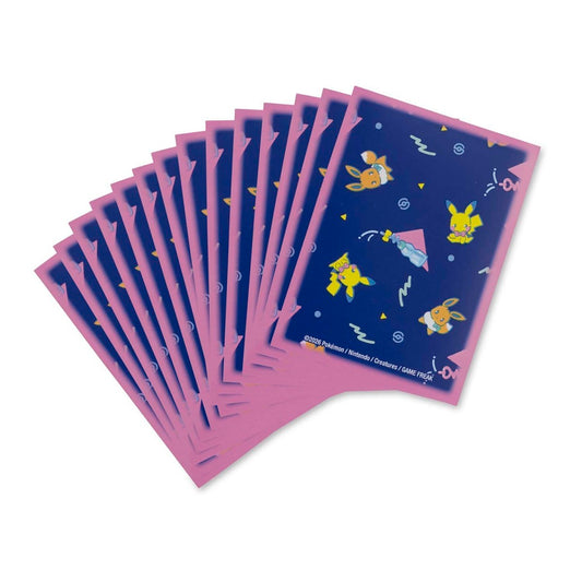 Pokémon TCG Soda Pop Card Sleeves, set of 65, with Pikachu and Eevee on blue and pink borders.