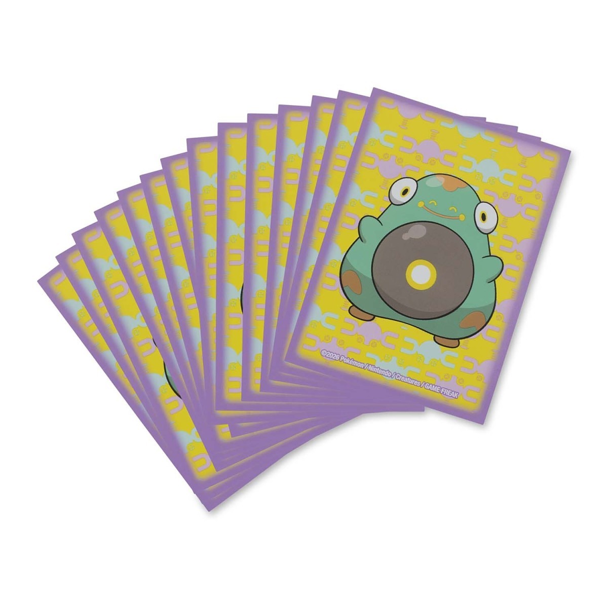 Pokémon TCG Bellibolt Hugs Card Sleeves with Bellibolt on a yellow and purple background.
