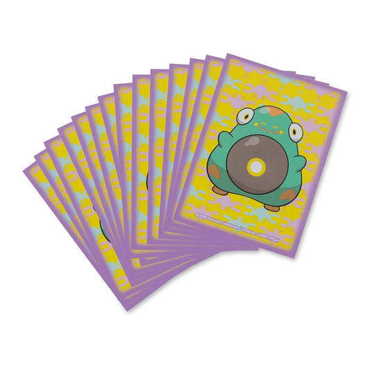 Pokémon TCG Bellibolt Hugs Card Sleeves with Bellibolt on a yellow and purple background.
