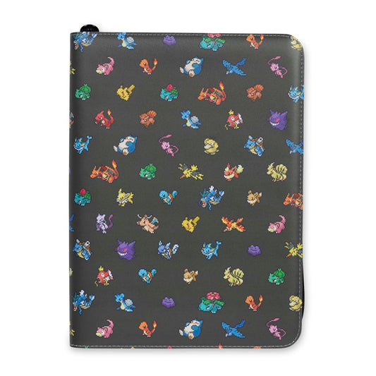 Pokémon TCG: Pokémon Pixel Zip Binder, black with original series pixel character designs on the cover.