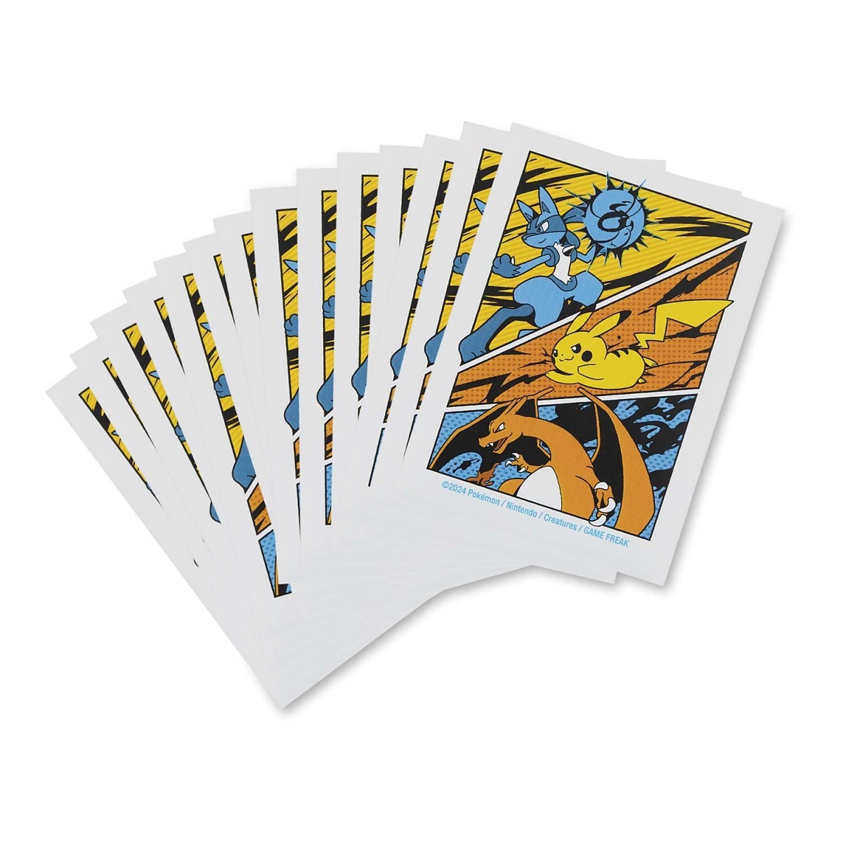 Pokémon TCG: Battle Start Card Sleeves with Pikachu and Charizard designs.