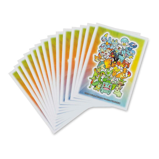 Pokémon TCG: First Partner Power Card Sleeves, set of 65 shown fanned out.