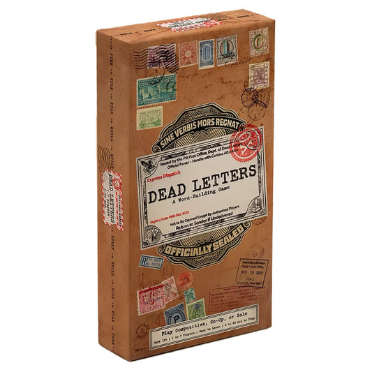 Dead Letters word game featuring postal-themed stamp graphics.