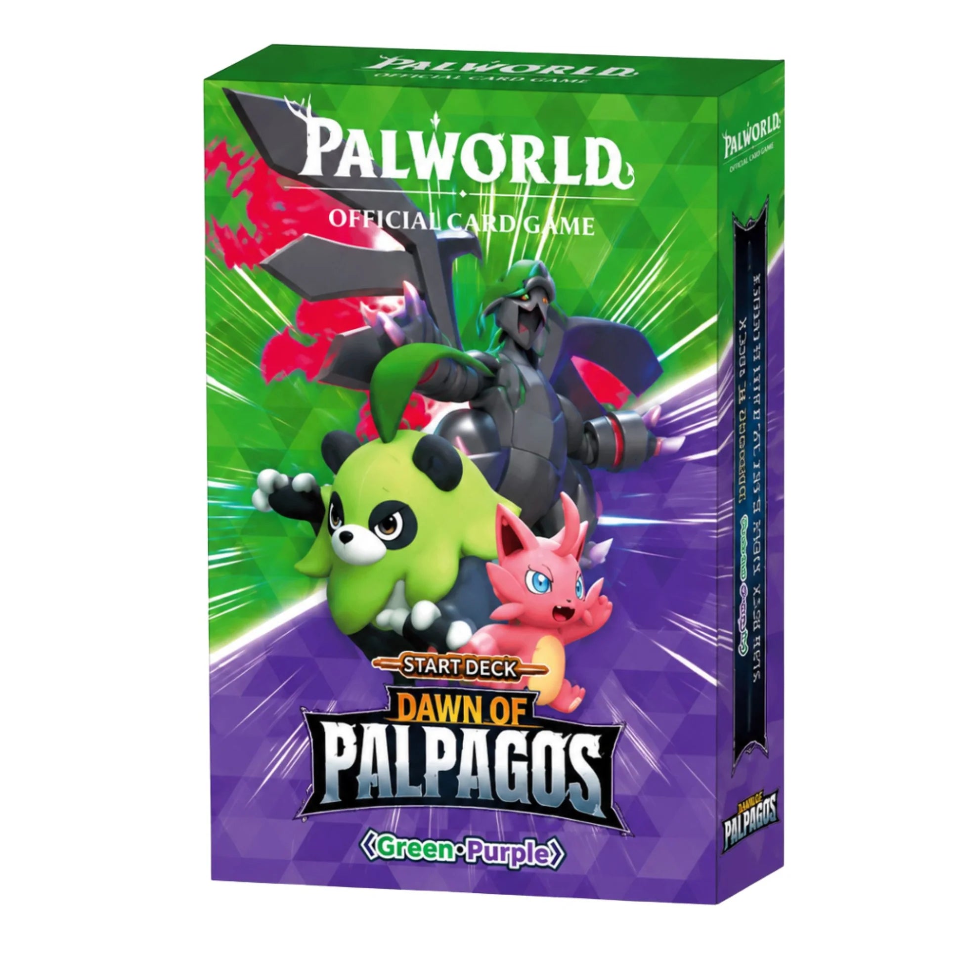 Starter Deck: Green and Purple [Dawn of Palpagos] box featuring green and purple creatures on the cover.