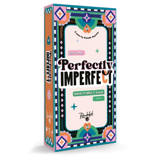 Perfectly Imperfect product box with geometric patterns and text.