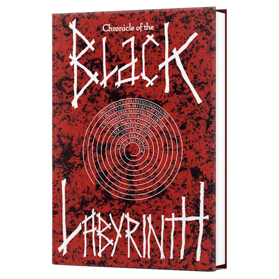 Chronicle of the Black Labyrinth sourcebook with red and black cover, jagged title lettering, and circular maze graphic.