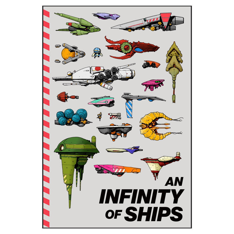An Infinity of Ships sci-fi RPG product with colorful spaceship illustrations above the title text.