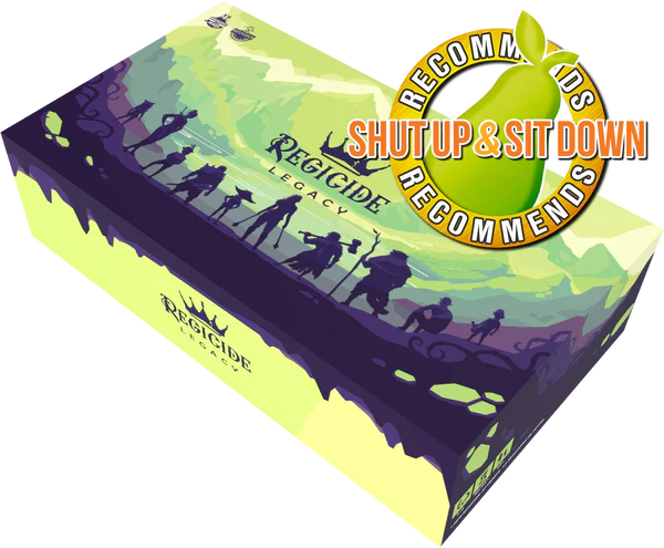 Regicide Legacy board game box featuring a Shut Up & Sit Down Recommends badge in the top right corner.