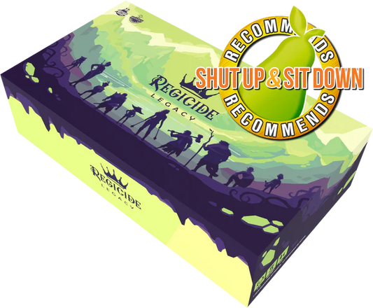 Regicide Legacy board game box featuring a Shut Up & Sit Down Recommends badge in the top right corner.