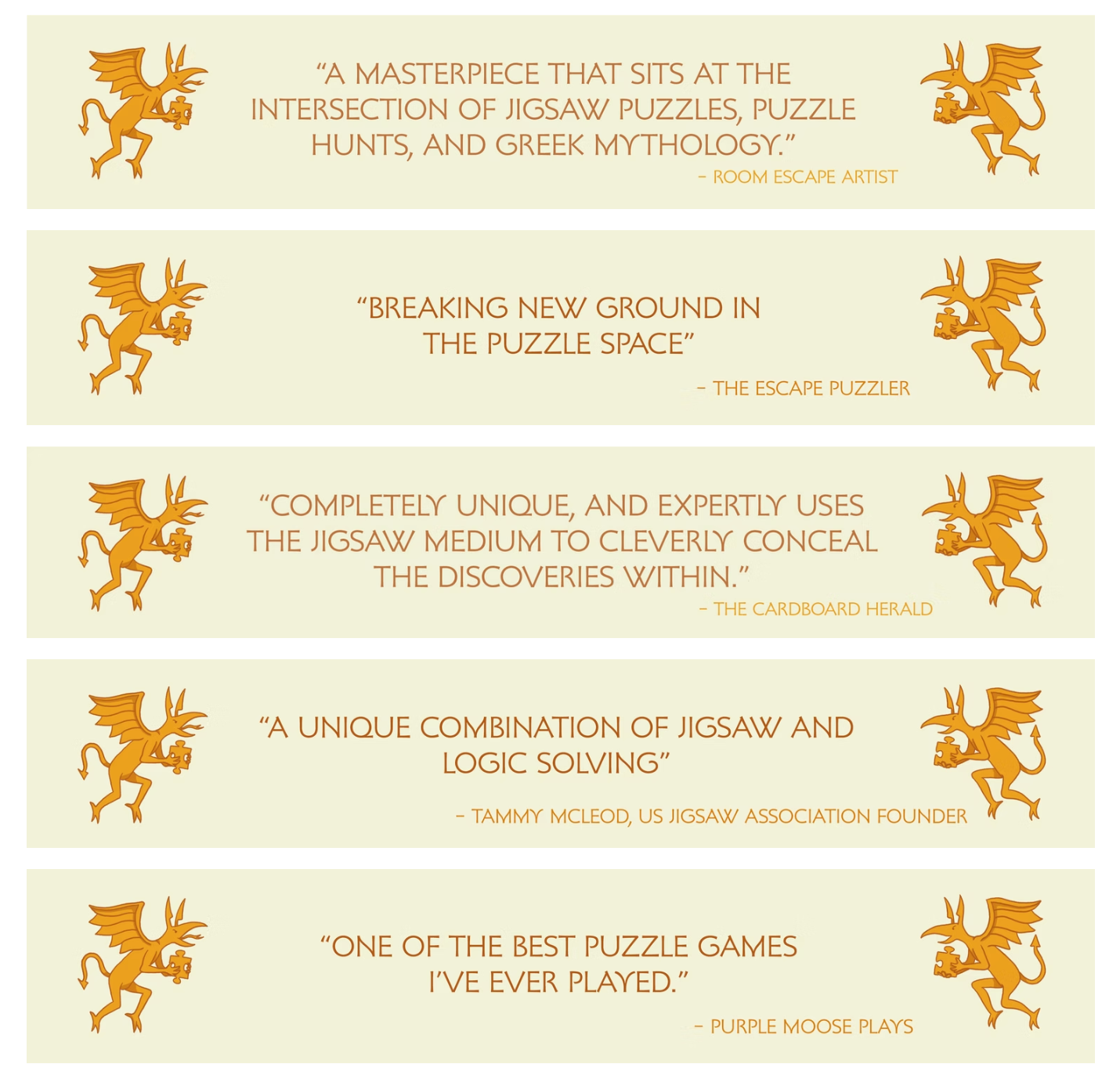 Pandoras Legacy with five review excerpts and orange mythological creature illustrations.